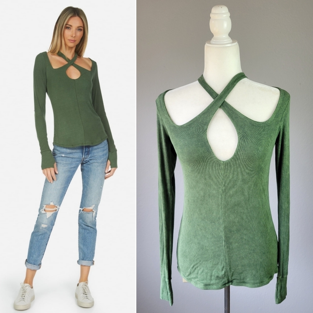 Michael Lauren Green Crisscross Top - Picture 9 of 16